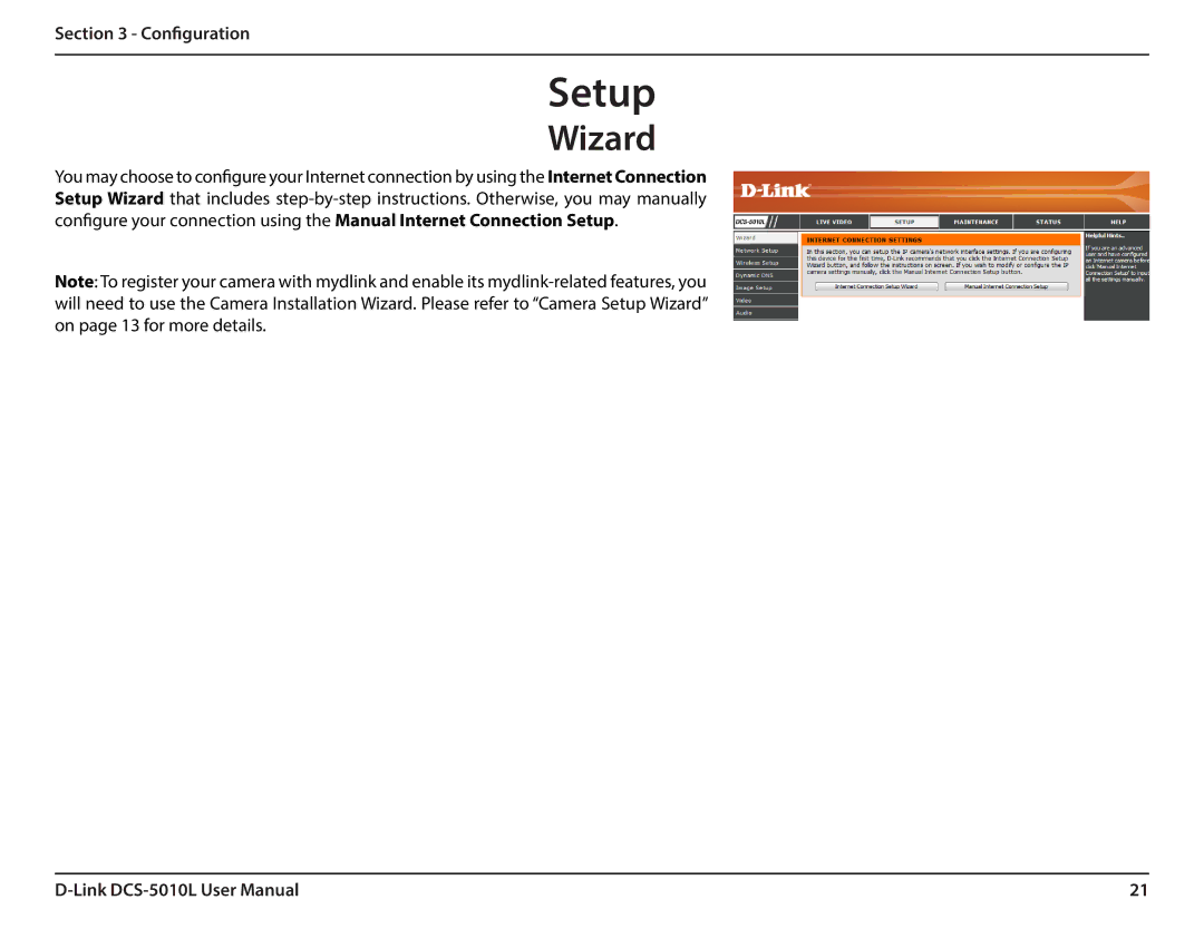 D-Link DCS-5010L user manual Setup, Wizard 