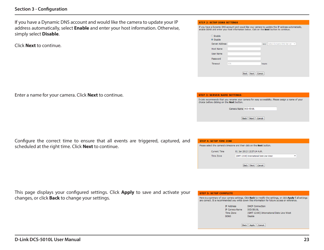 D-Link DCS-5010L user manual Configuration 