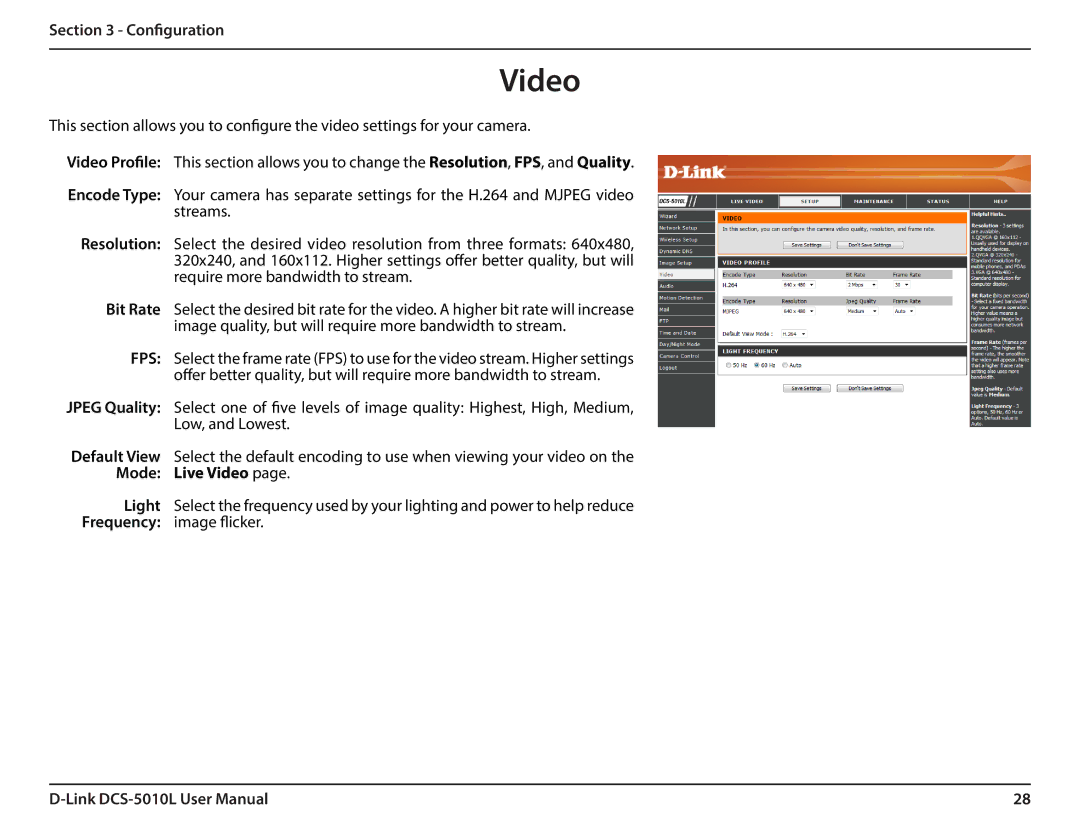 D-Link DCS-5010L user manual Video 