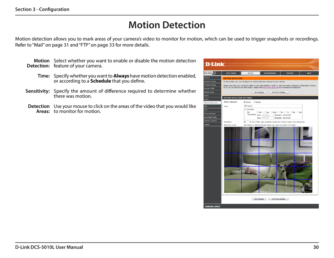 D-Link DCS-5010L user manual Motion Detection 