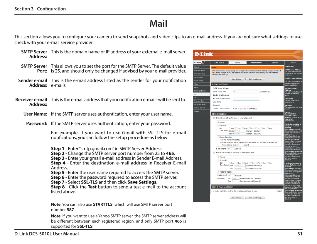 D-Link DCS-5010L user manual Mail, Address e-mails 