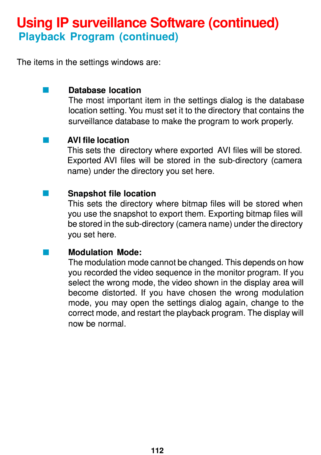 D-Link DCS-5300 manual Database location, AVI file location, Snapshot file location 