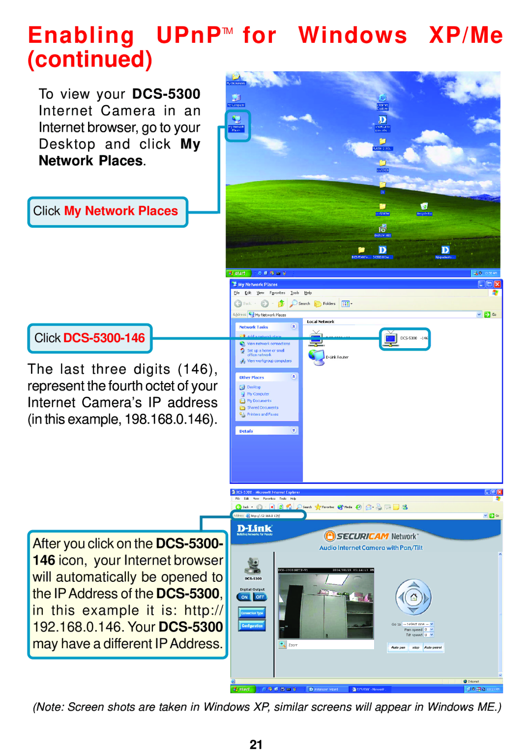 D-Link manual Click My Network Places Click DCS-5300-146 