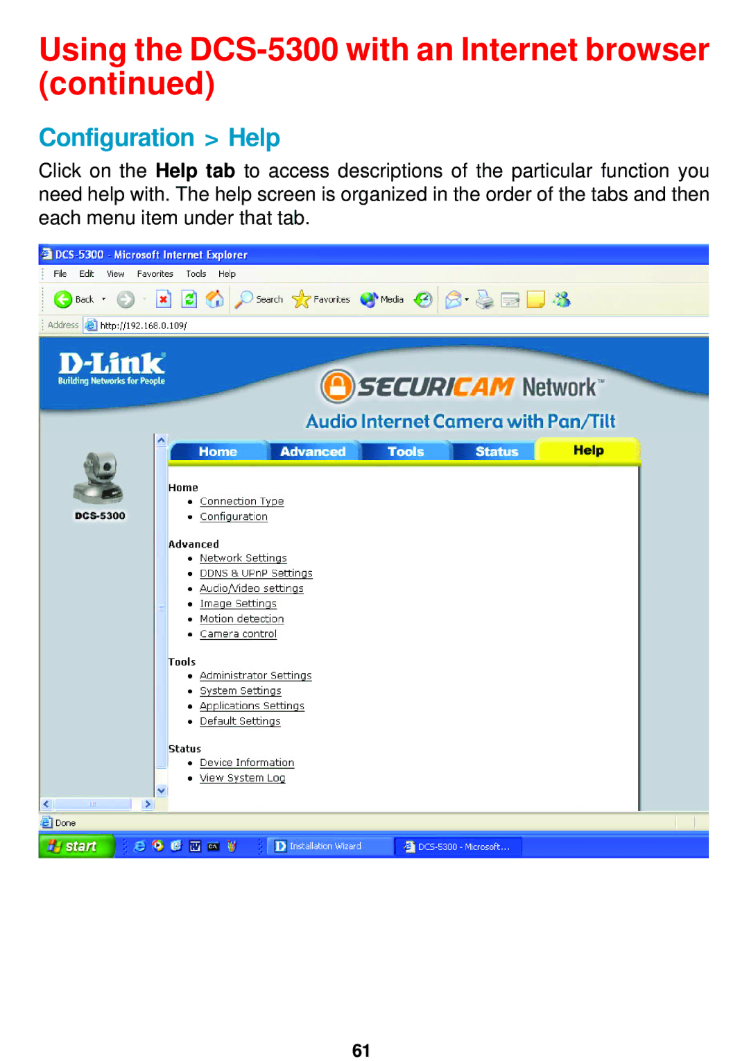 D-Link DCS-5300 manual Configuration Help 