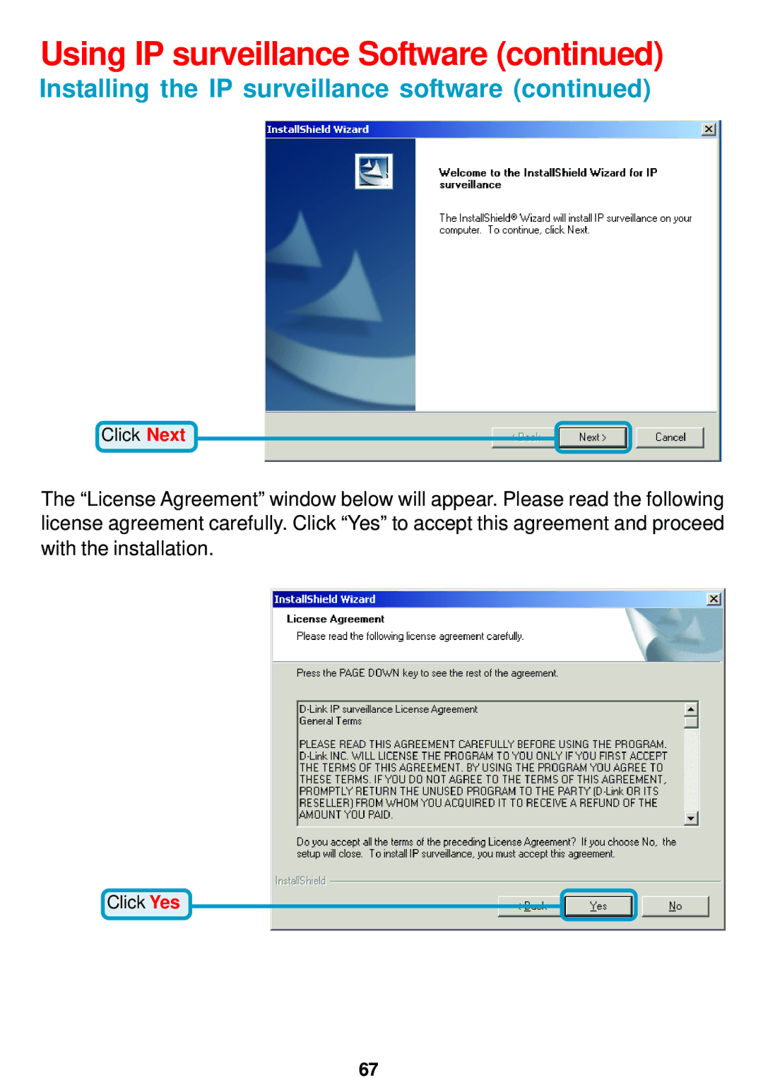 D-Link DCS-5300 manual Using IP surveillance Software, Installing the IP surveillance software 