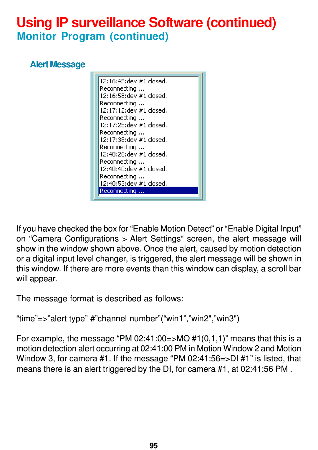 D-Link DCS-5300 manual AlertMessage 