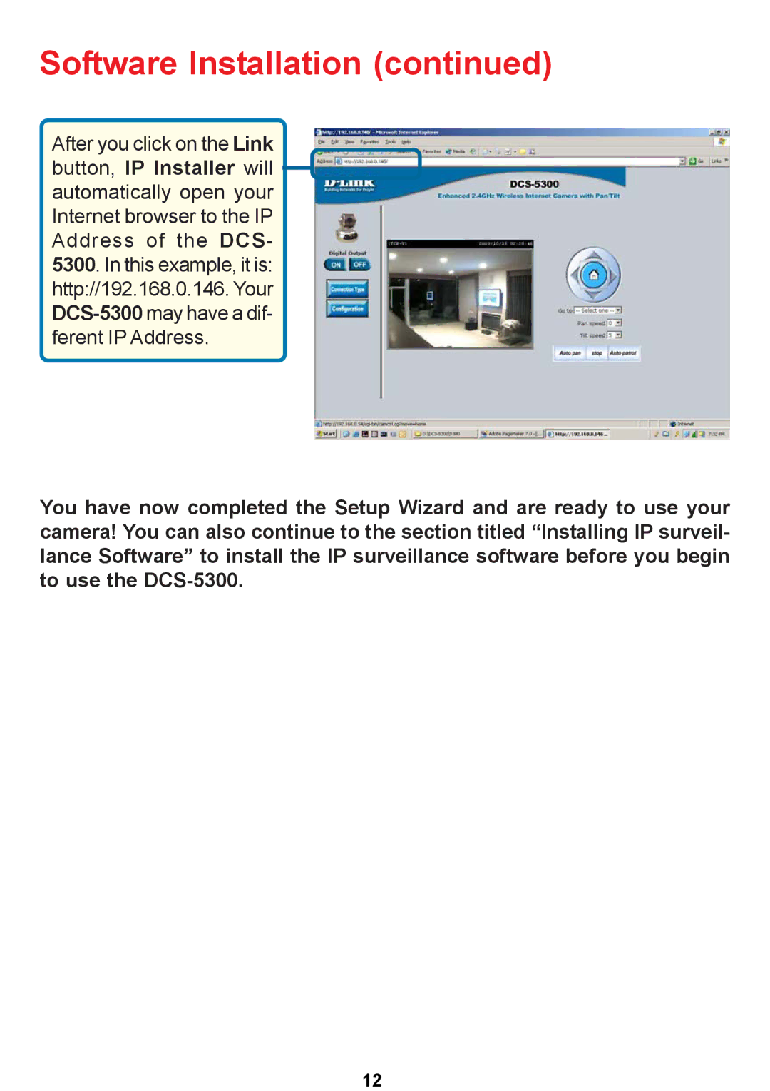 D-Link DCS-5300 manual Software Installation 