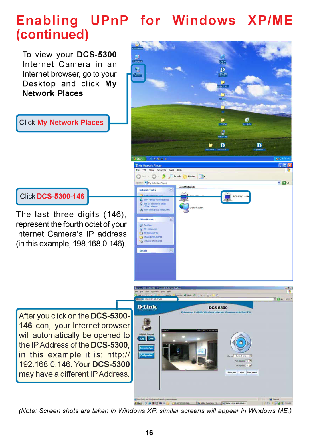 D-Link manual Click My Network Places Click DCS-5300-146 