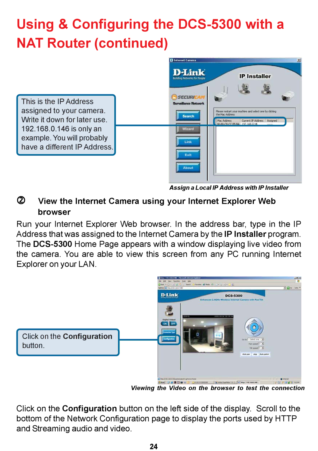 D-Link manual Using & Configuring the DCS-5300 with a NAT Router 