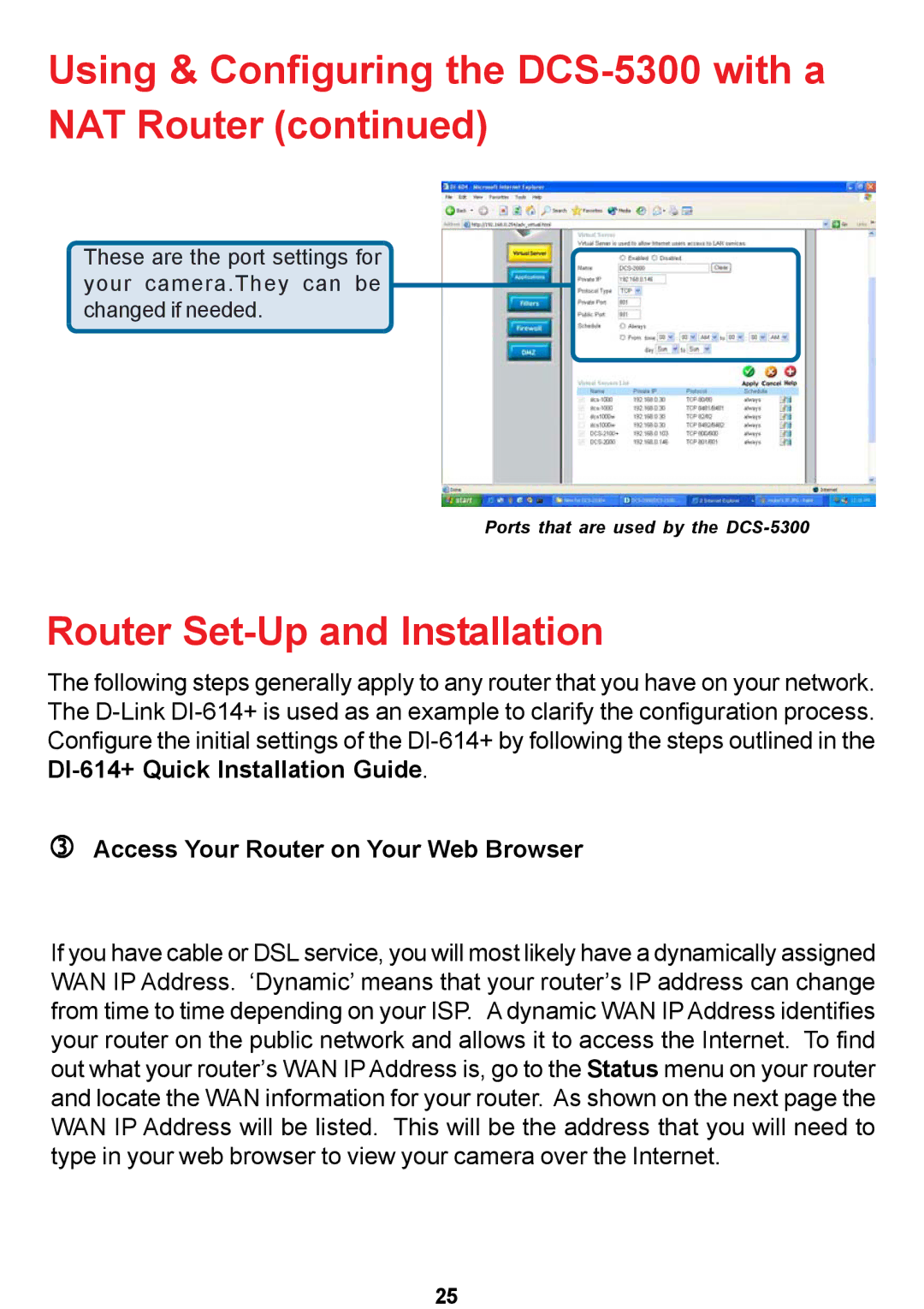 D-Link DCS-5300 manual Router Set-Up and Installation, Access Your Router on Your Web Browser 