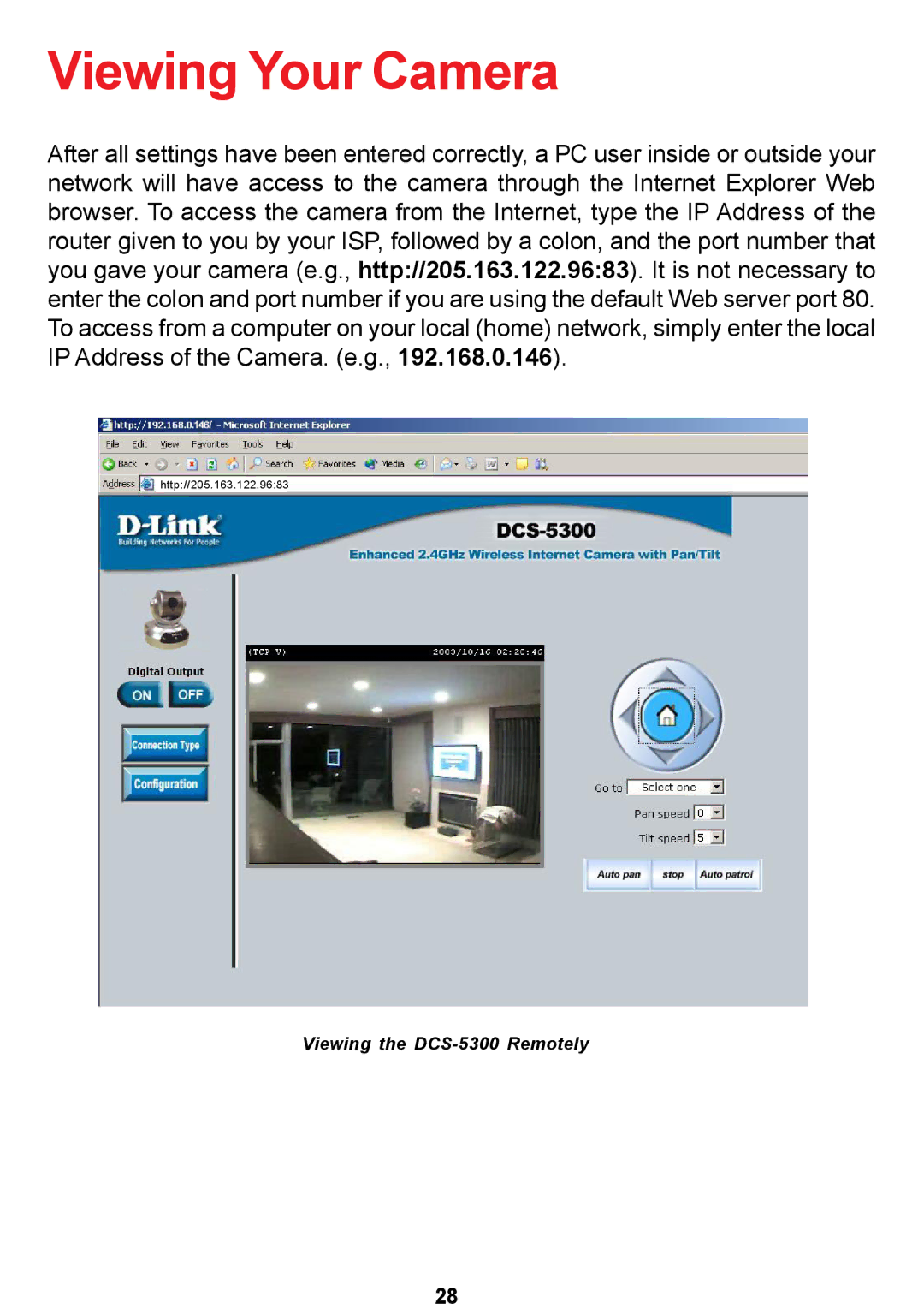 D-Link DCS-5300 manual Viewing Your Camera 