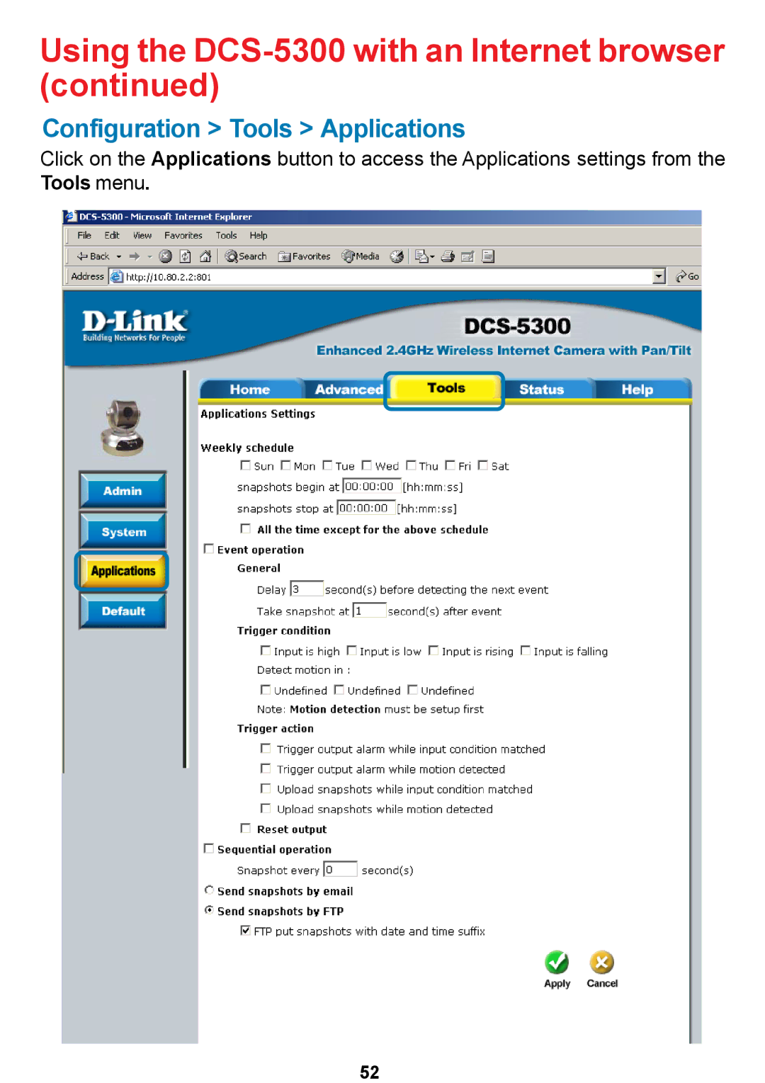 D-Link DCS-5300 manual Configuration Tools Applications 