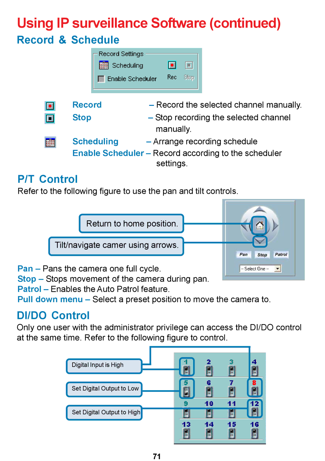 D-Link DCS-5300 manual Record & Schedule, DI/DO Control 