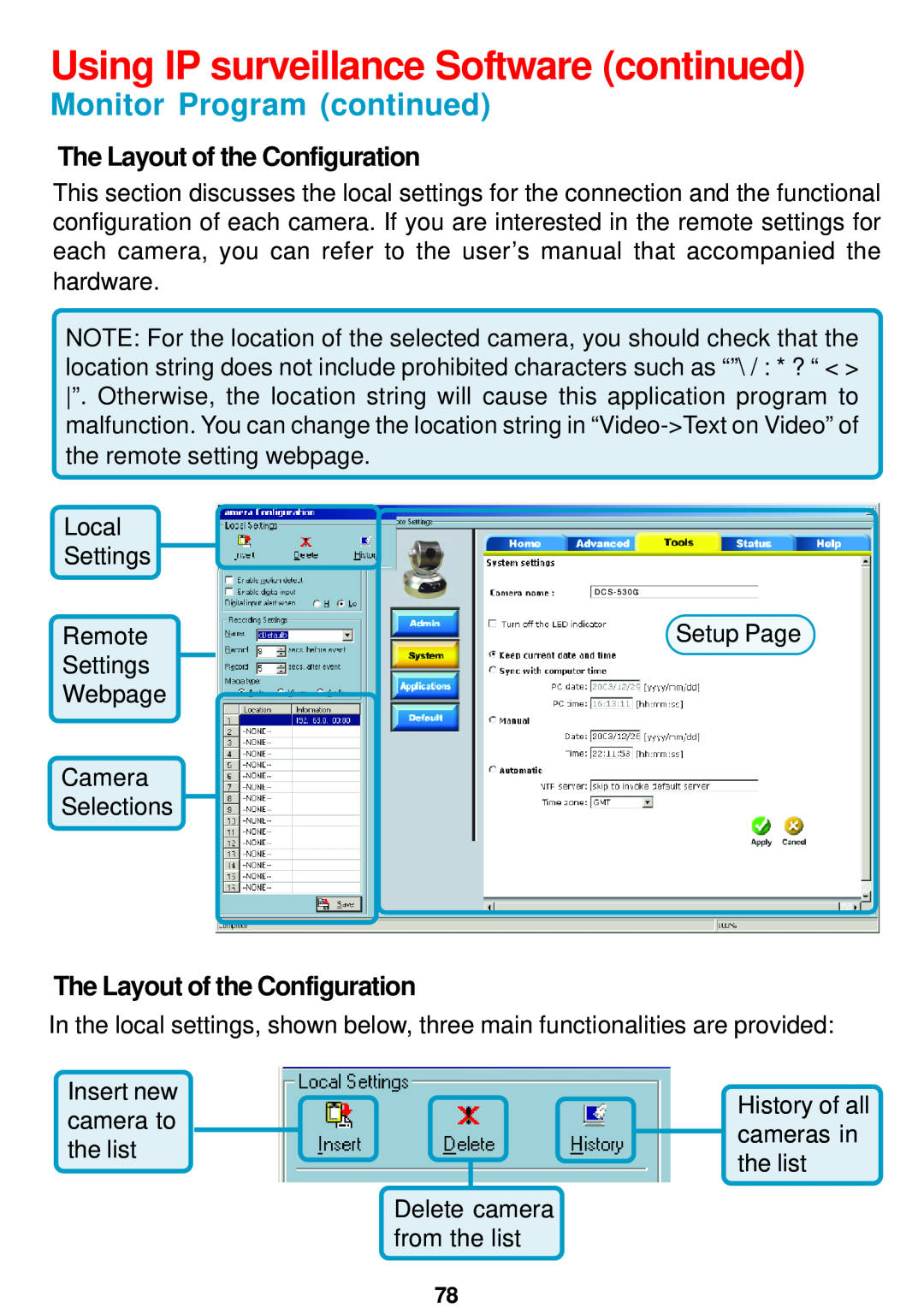 D-Link DCS-5300 manual The Layout of the Configuration, Using IP surveillance Software continued, Monitor Program continued 