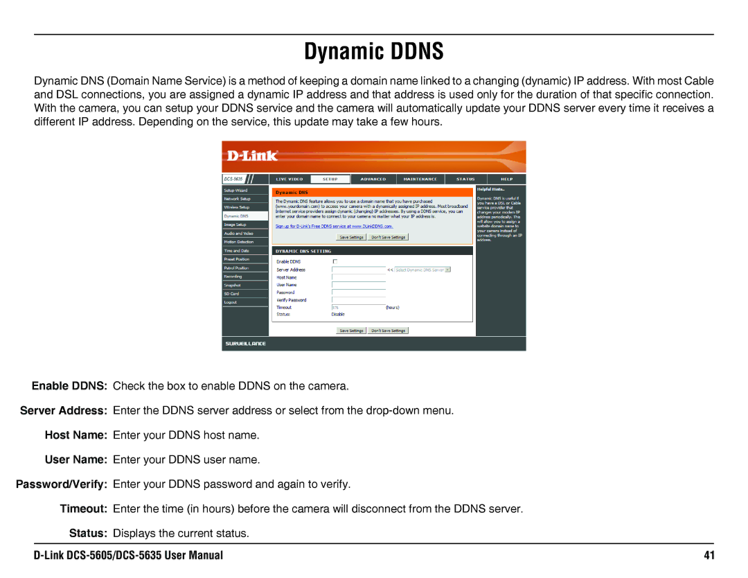 D-Link DCS-5605, DCS-5635 manual Dynamic Ddns 