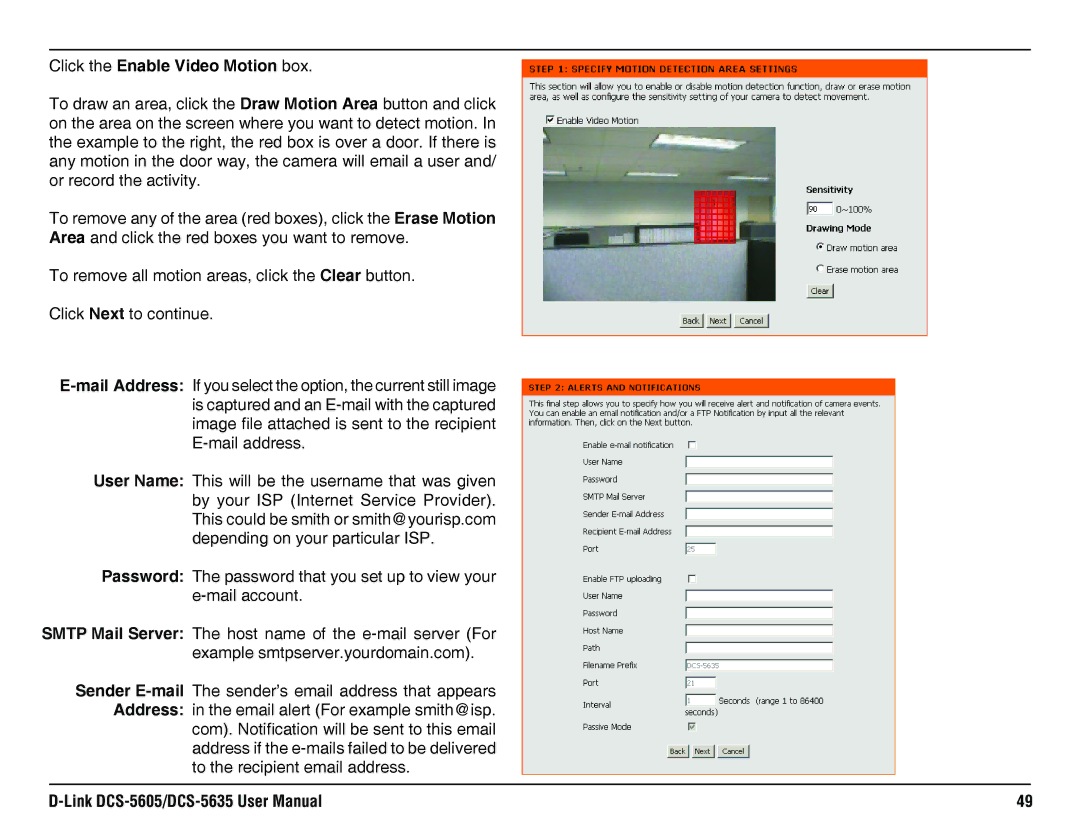 D-Link DCS-5605, DCS-5635 manual Click the Enable Video Motion box 