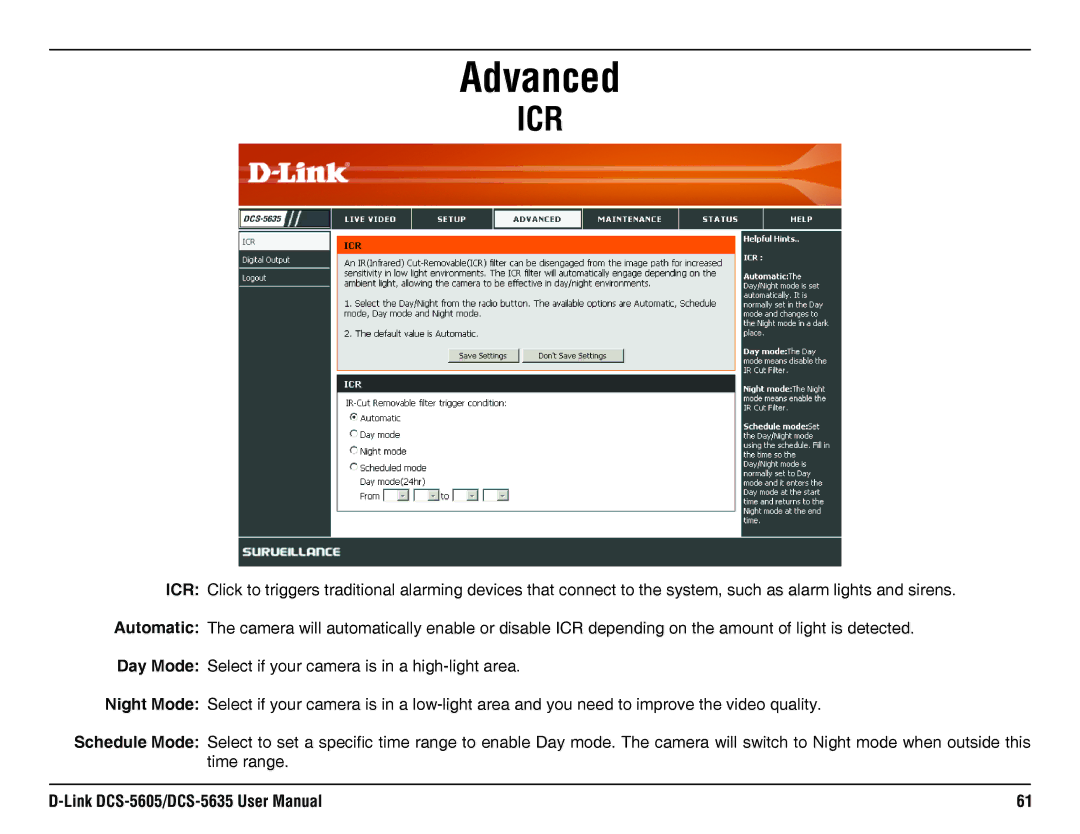 D-Link DCS-5605, DCS-5635 manual Advanced, Icr 