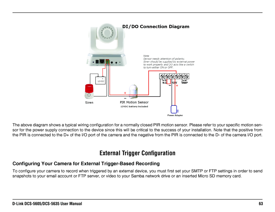 D-Link DCS-5605, DCS-5635 manual External Trigger Configuration 