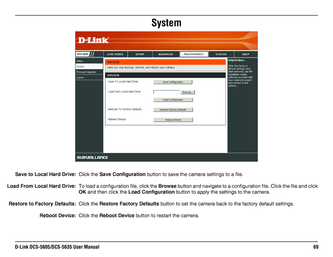 D-Link DCS-5605, DCS-5635 manual System 