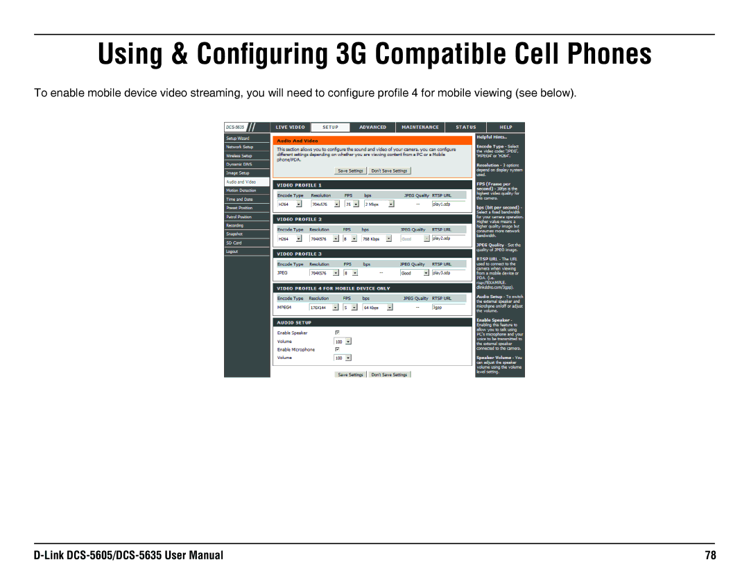 D-Link DCS-5635, DCS-5605 manual Using & Configuring 3G Compatible Cell Phones 