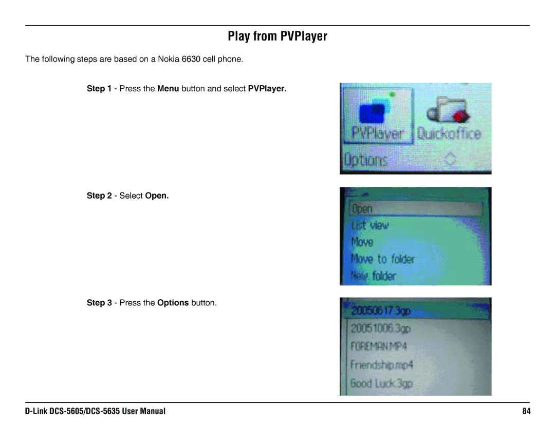 D-Link DCS-5635, DCS-5605 manual Play from PVPlayer, Select Open 