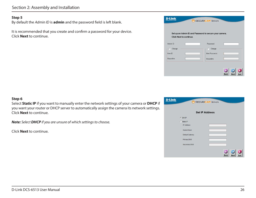 D-Link DCS-6513 user manual Assembly and Installation 