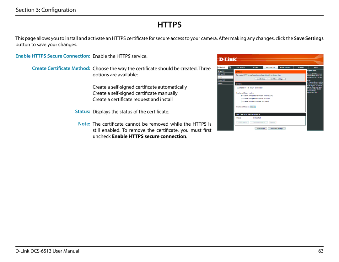 D-Link DCS-6513 user manual Https 