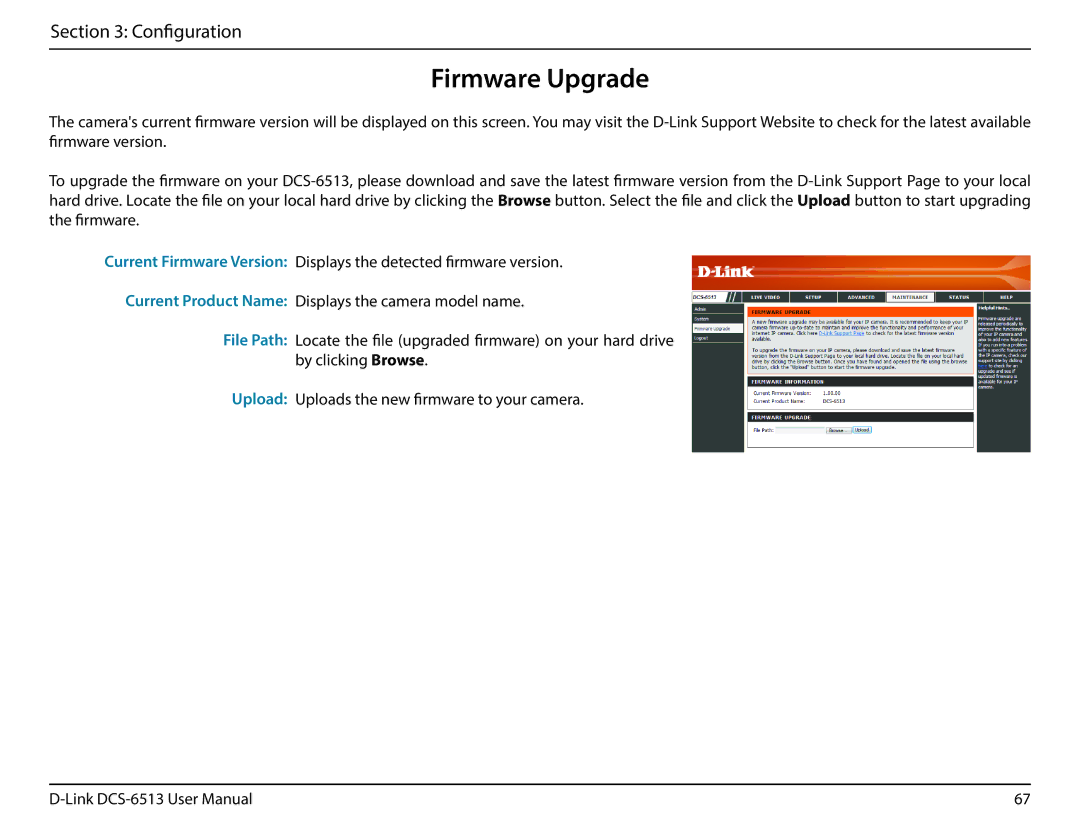 D-Link DCS-6513 user manual Firmware Upgrade 