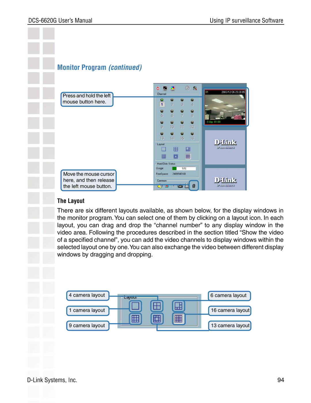 D-Link DCS-6620G manual Layout 