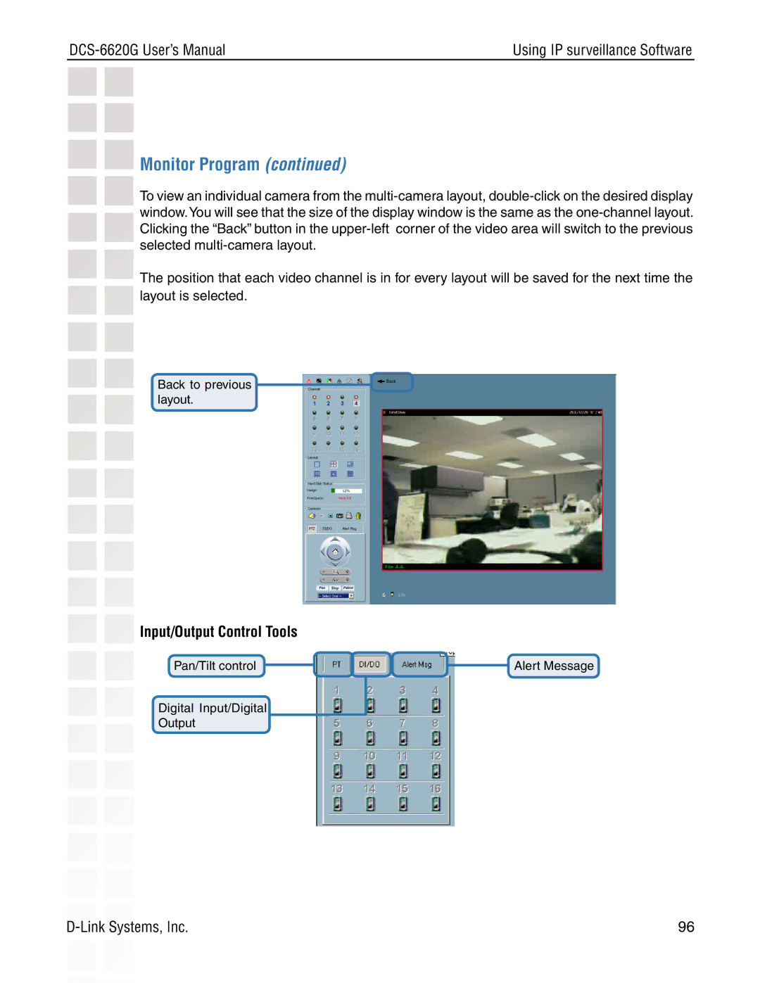 D-Link DCS-6620G manual Input/Output Control Tools 