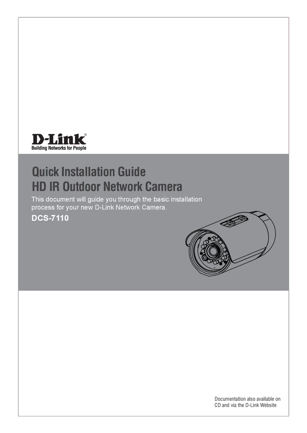 D-Link DCS-7110 manual Quick Installation Guide HD IR Outdoor Network Camera 