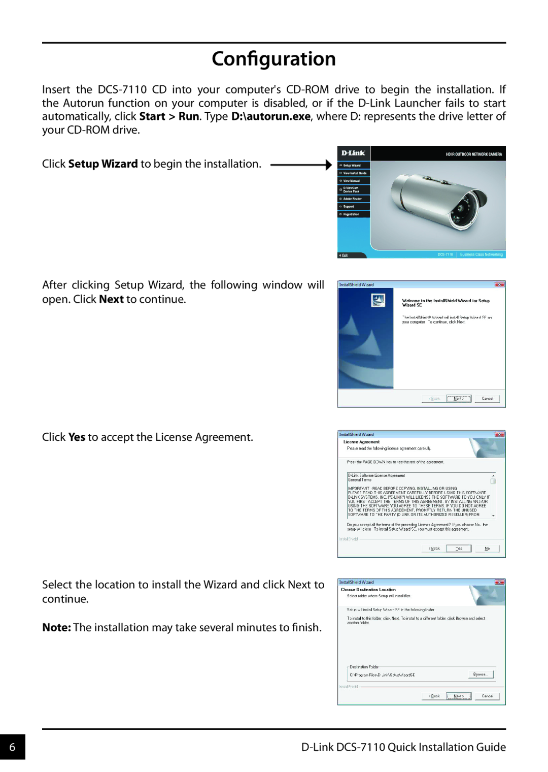 D-Link DCS-7110 manual Configuration 