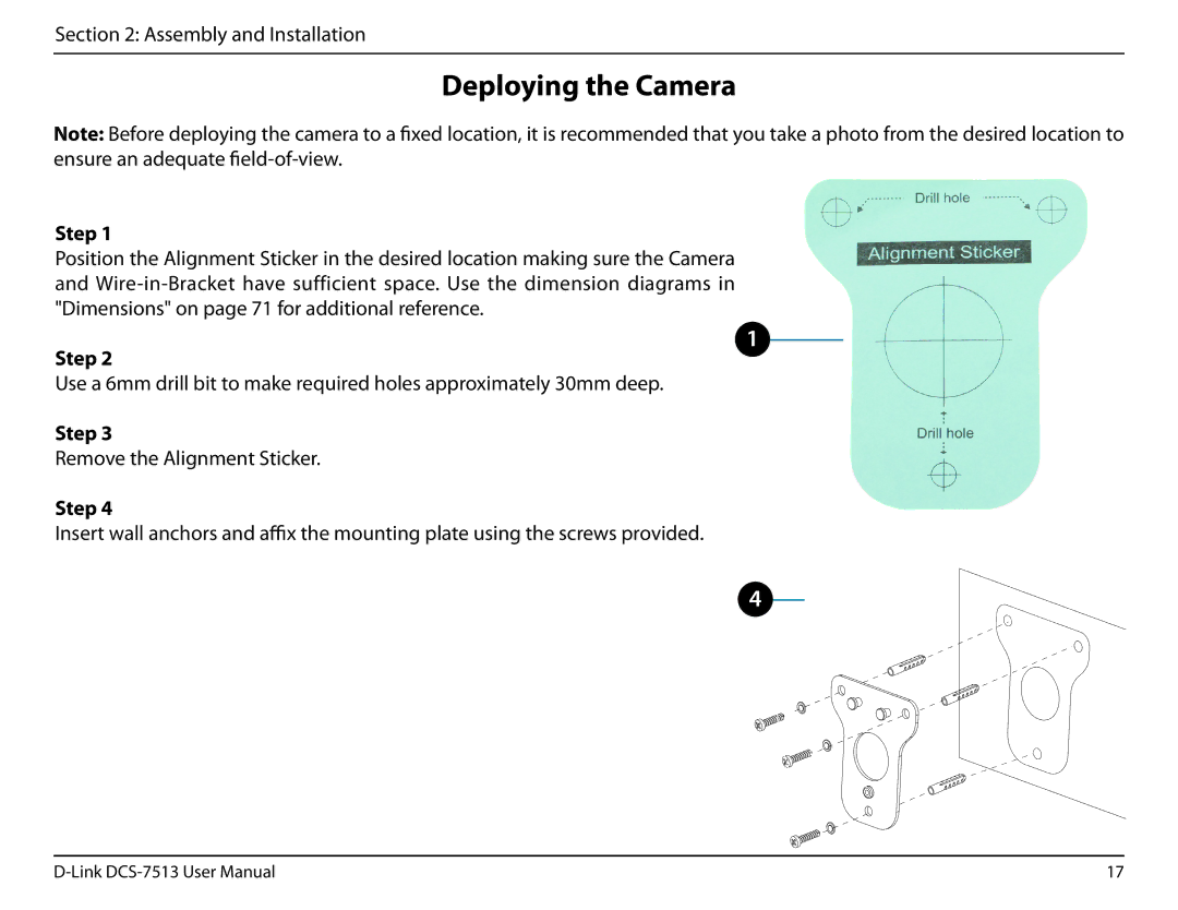 D-Link DCS-7513 user manual Deploying the Camera 