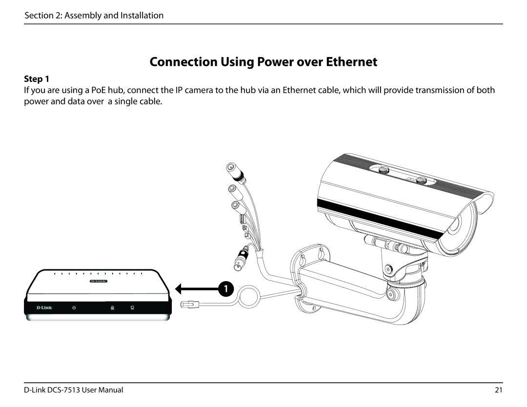 D-Link DCS-7513 user manual Connection Using Power over Ethernet 