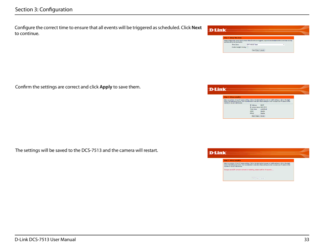 D-Link DCS-7513 user manual Configuration 