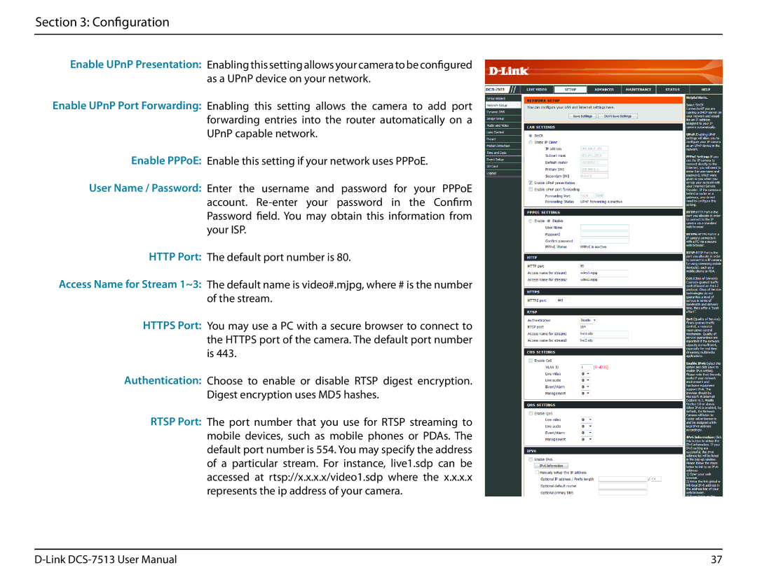 D-Link DCS-7513 user manual Configuration 