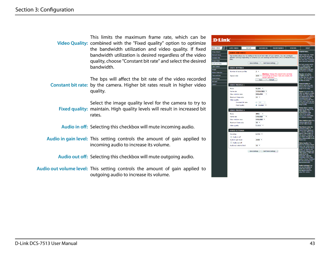 D-Link DCS-7513 user manual Configuration 