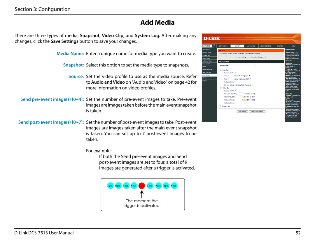 D-Link DCS-7513 user manual Add Media 