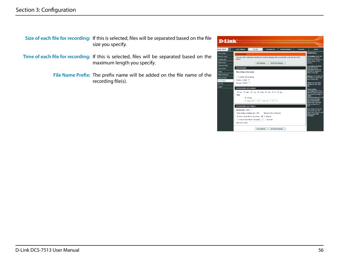 D-Link DCS-7513 user manual Configuration 