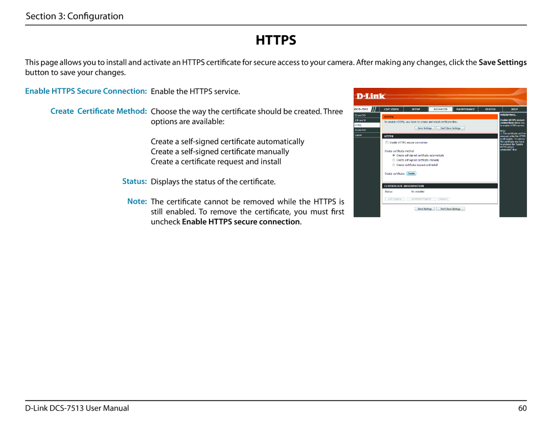 D-Link DCS-7513 user manual Https 