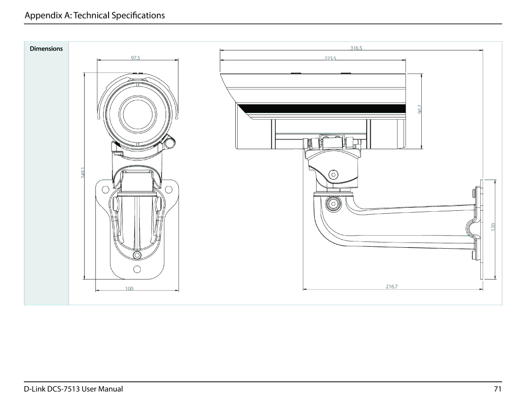 D-Link DCS-7513 user manual Dimensions 