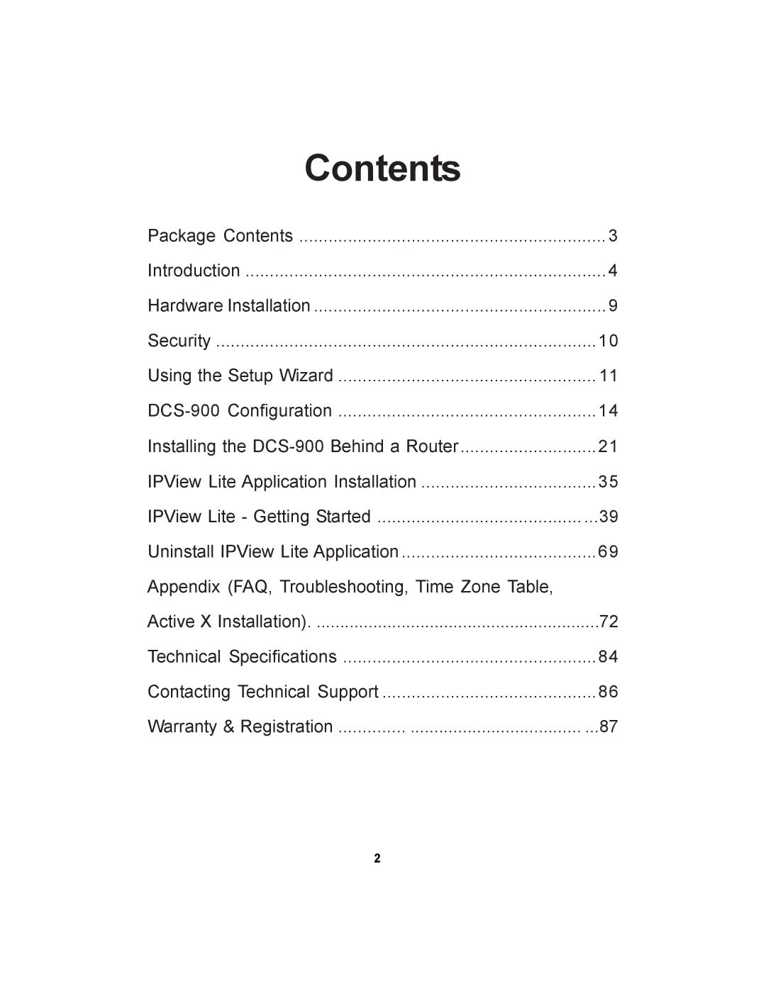 D-Link DCS-900 manual Contents 