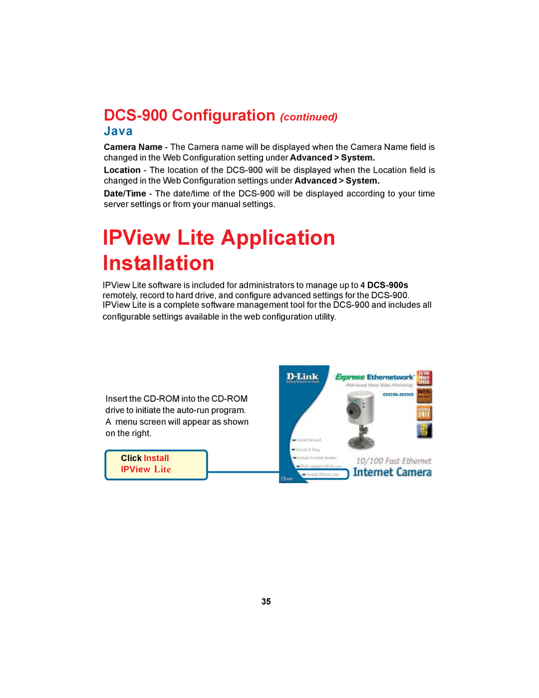 D-Link DCS-900 manual IPView Lite Application Installation 