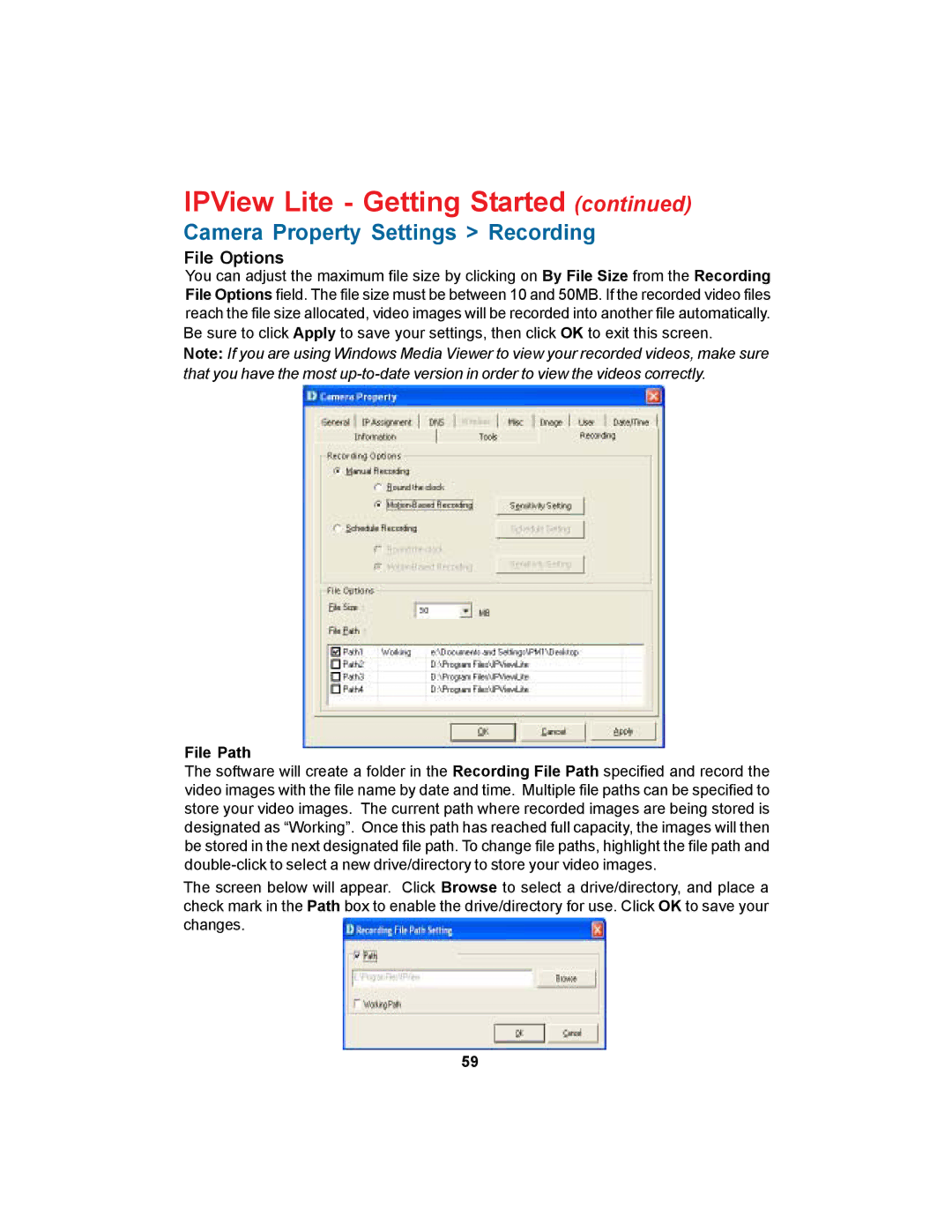 D-Link DCS-900 manual File Options, File Path 