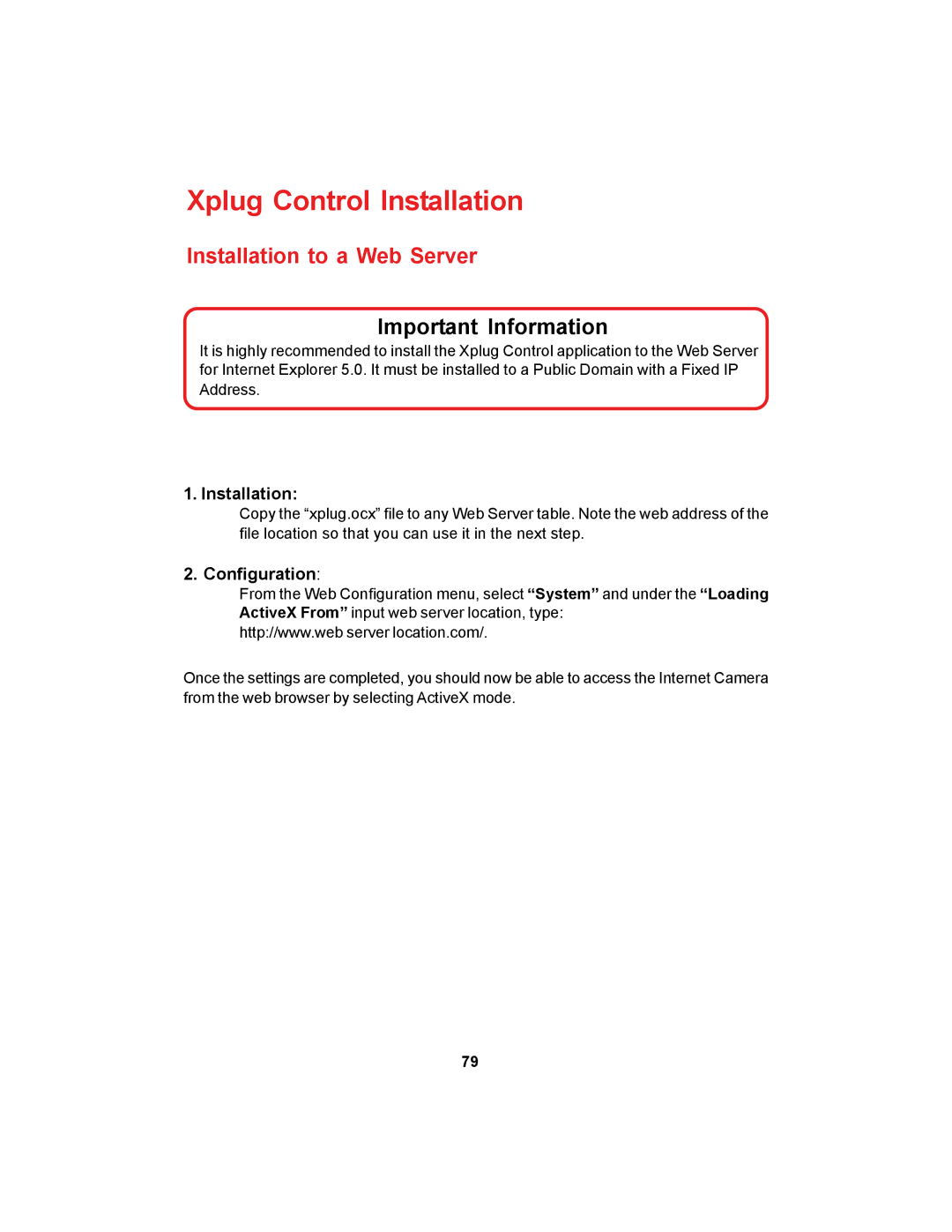 D-Link DCS-900 manual Xplug Control Installation, Configuration 