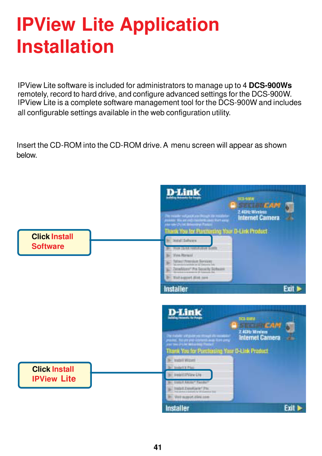 D-Link DCS-900W manual IPView Lite Application Installation 