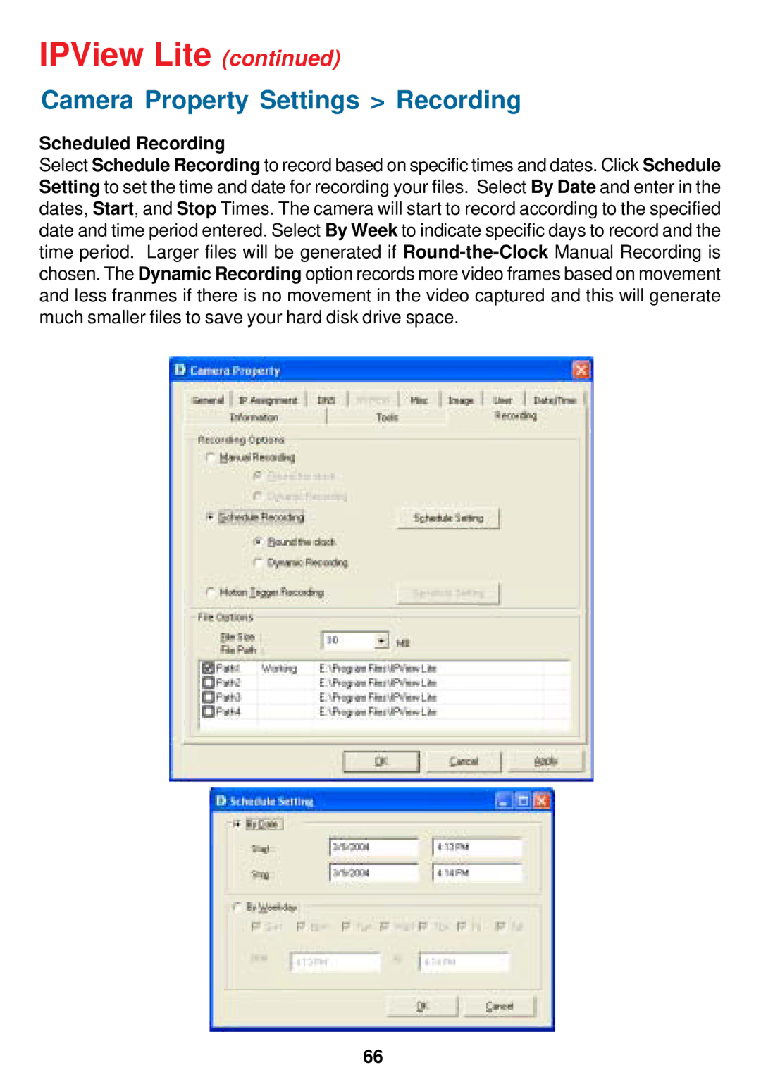 D-Link DCS-900W manual Scheduled Recording 