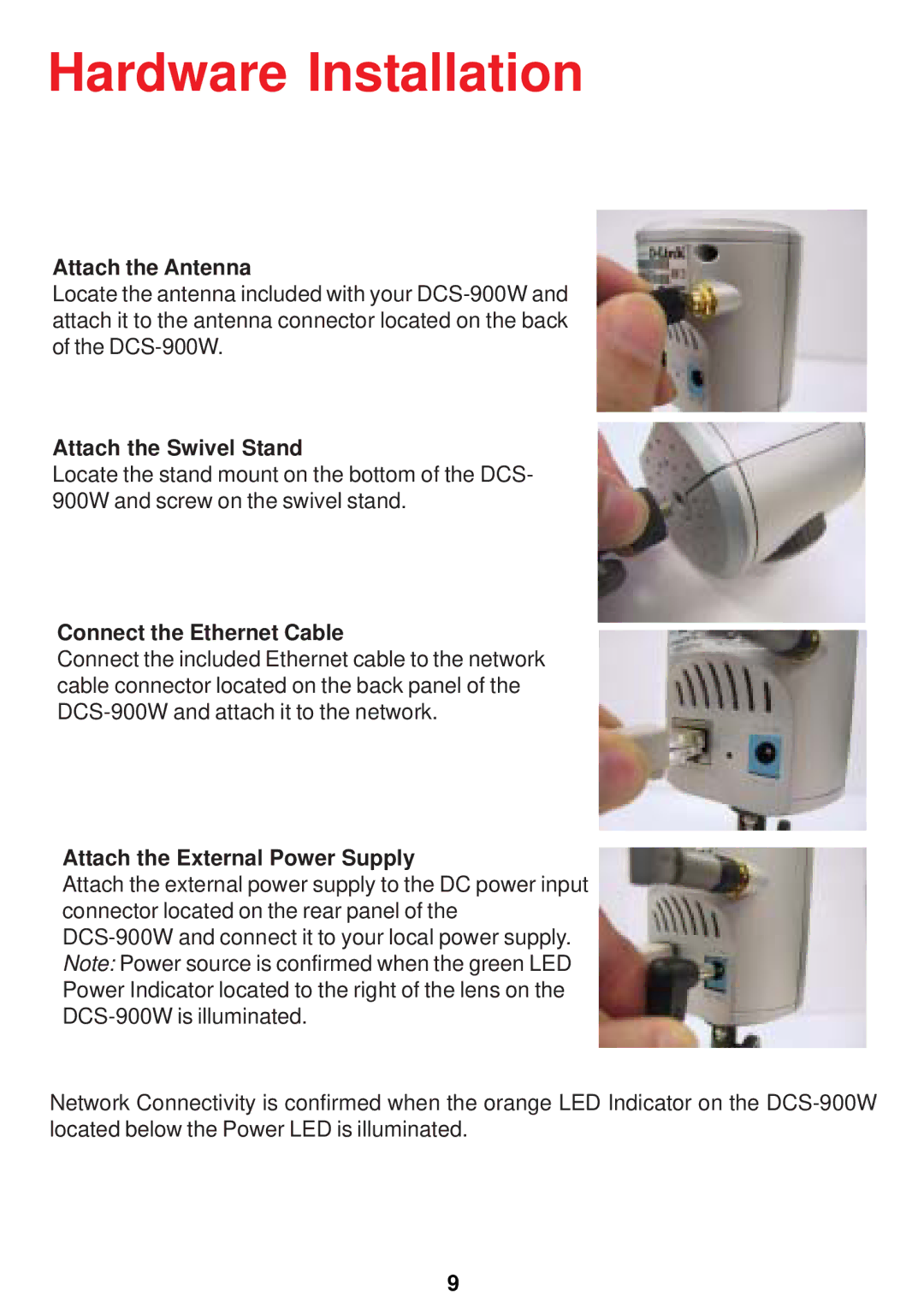 D-Link DCS-900W manual Hardware Installation, Attach the Antenna 