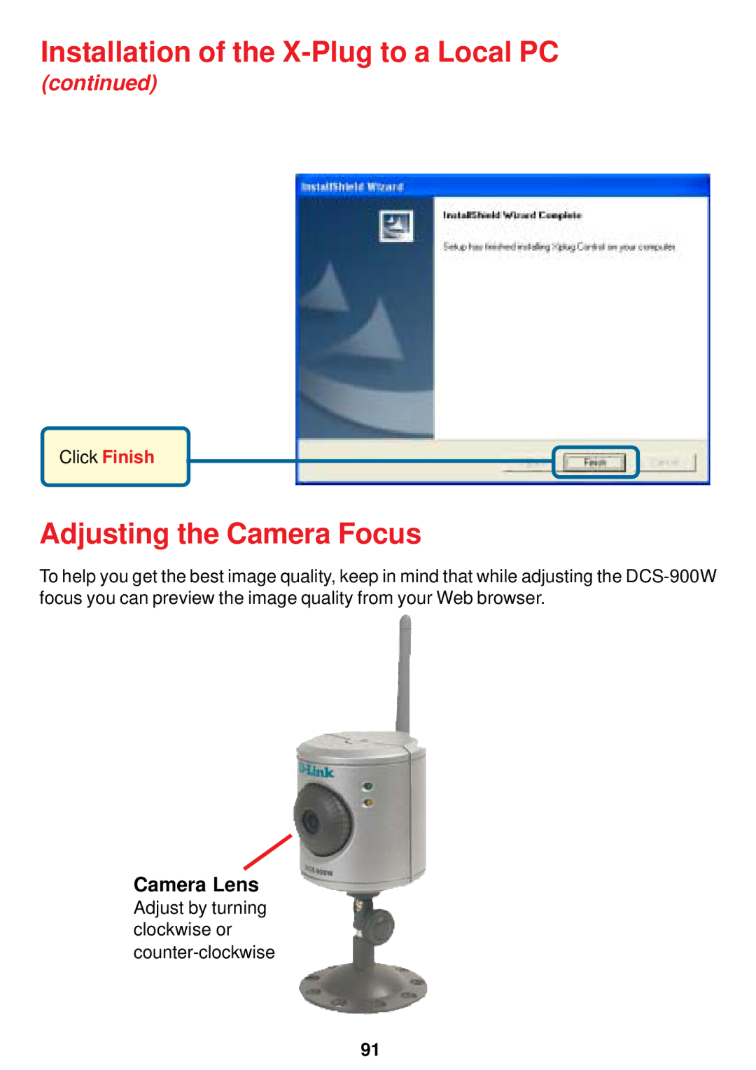 D-Link DCS-900W manual Adjusting the Camera Focus, Camera Lens 