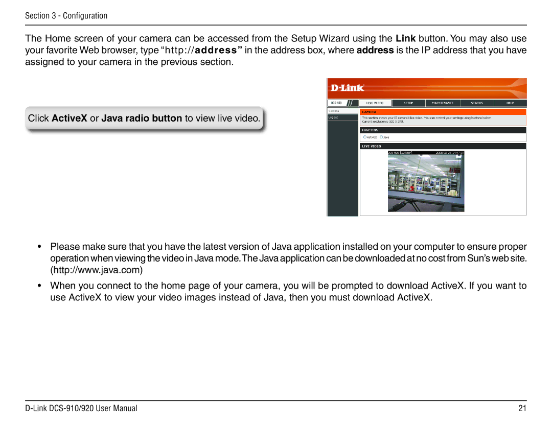 D-Link DCS-910/90 manual Configuration 